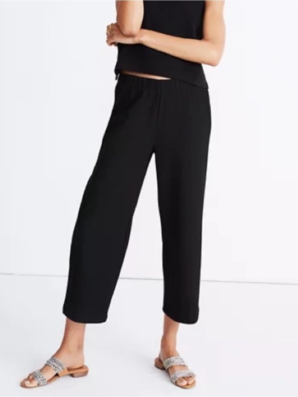 Madewell Ribbed Knit Pull-On Pants in Black Size Small